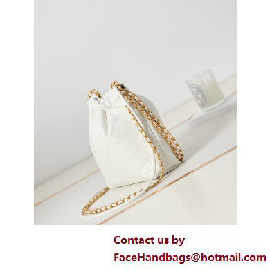 Chanel Shiny Calfskin  &  Gold-Tone Metal CHANEL 22 Mini Handbag AS3980 White